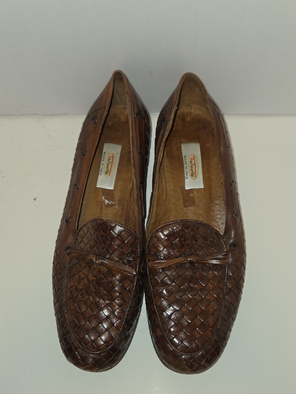 Talbots Brown Woven Leather Loafers Made in Italy | Classic Slip-On Flats Size 9